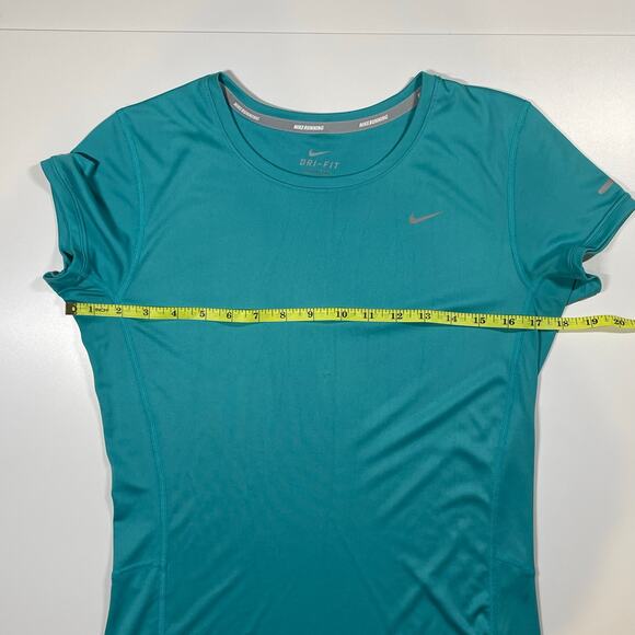 Nike Dri-Fit Womens Running Tee Teal Recycled Polyester Short Sleeve Top Size Sm - Picture 4 of 8